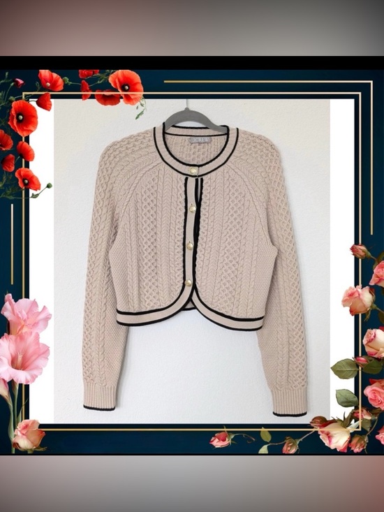 J. Crew Sweaters - J. Crew Cropped Cable-knit Sweater - Classic Cardigan -Size Large tan black